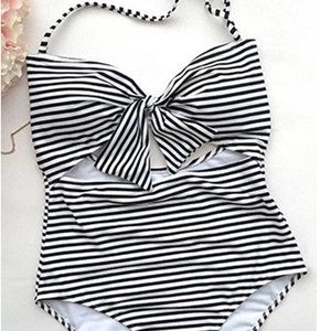 Striped one piece swimsuit